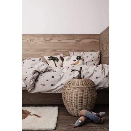 Apple Large Basket cane & fibres beige natural wood / Wicker - Ø 36.5 x H 52 cm - Ferm Living