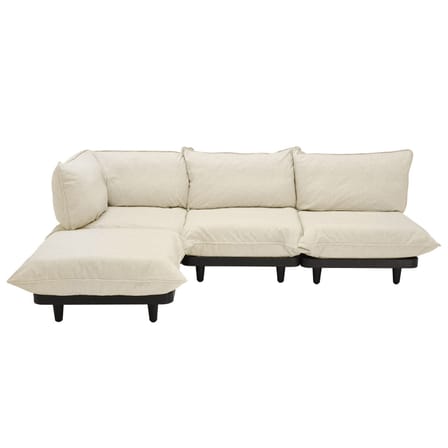 Canapé de jardin 4 places Paletti set tissu blanc / Accoudoir gauche - L 280 x 190 cm - Fatboy