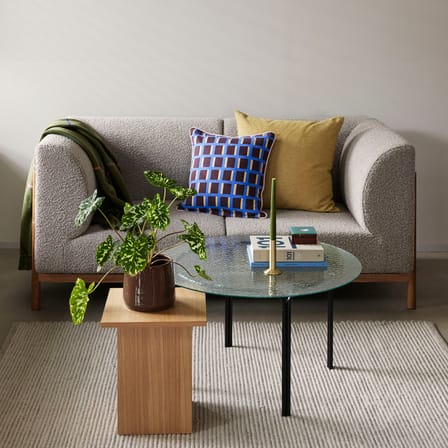 Canapé droit Moment Small tissu gris / L 182 cm - Tissu bouclé - HÜBSCH