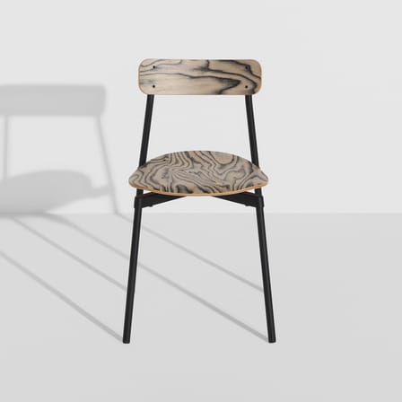 Chaise empilable Fromme bois naturel / Placage Alpi by Ettore Sottsass, 1980 - Petite Friture