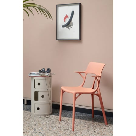 Fauteuil A.I plastique argent métal métallisé / Conçu par une intelligence artificielle - 100% recyclé - Kartell