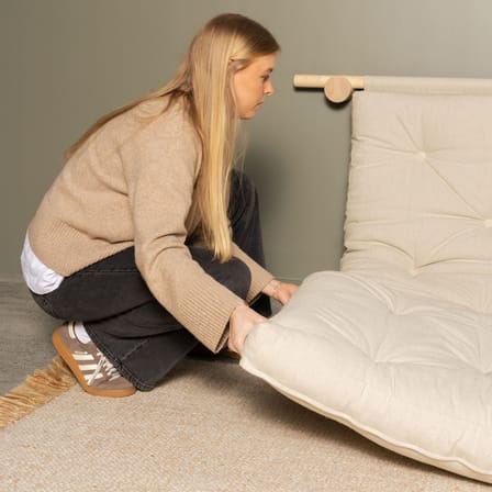 Schlafcouch Hooked textil beige / L 135 cm - 3-fach modulierbar - KARUP