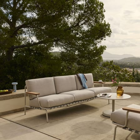 Gartensofa 3-Sitzer Settle textil weiß / L 218,5 cm - Muuto