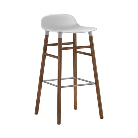 Tabouret de bar Form plastique blanc / H 75 cm - Pied noyer - Normann Copenhagen