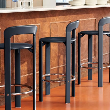 Tabouret de bar Rey High bois bleu / H 75 cm - By Bruno Rey x Dietiker, 1971 - Hay