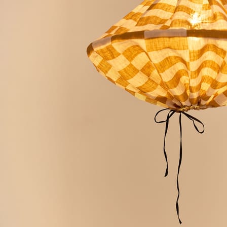 Abat-jour Yumi tissu jaune / Ø 50 x H 30 cm - Lin - NOBODINOZ