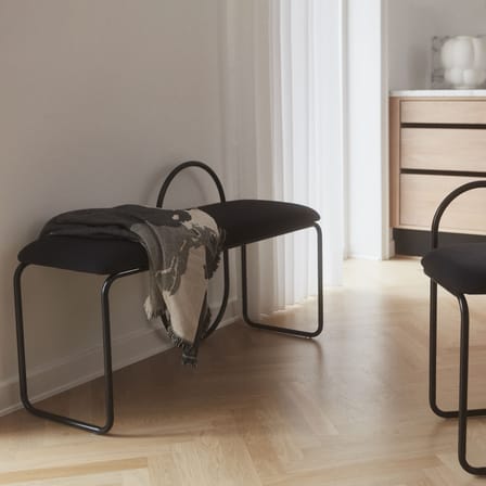 Banc rembourré Angui tissu gris / Polyester recyclé - L 110 cm - AYTM