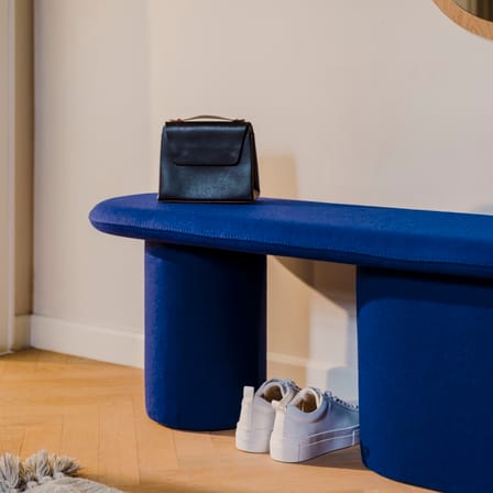 Banc rembourré Rull tissu bleu / 130 cm - NOO.MA