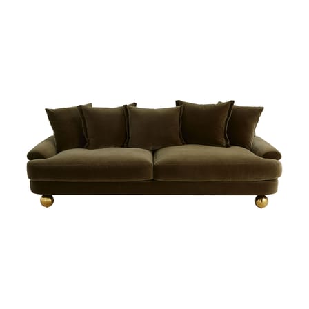 Canapé droit Greenwich vert / L 220 cm - Velours - Jonathan Adler