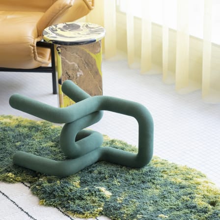 Chaise enfant Mini Bold tissu vert / Rembourrée - Moustache