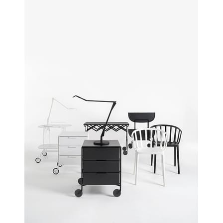 Desserte Gastone plastique noir / Pliable - 68 x 62 cm / Version mate - Kartell