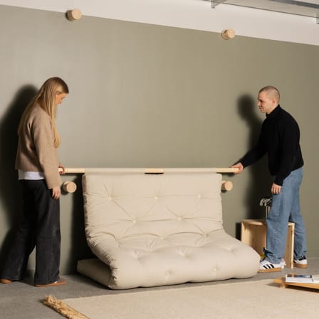 Schlafcouch Hooked textil weiß / L 135 cm - 3-fach modulierbar - KARUP