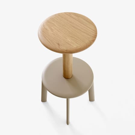 Tabouret haut pivotant Massif AV40 bois naturel / H 75 cm - &tradition