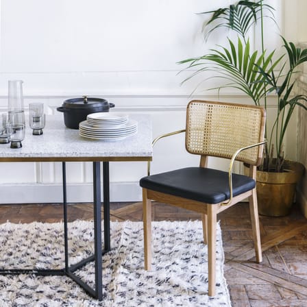 Cannage Bridge armchair textile cane & fibres wood black / Fabric - RED Edition