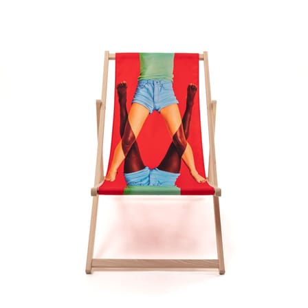 Chaise longue pliable inclinable Toiletpaper bois multicolore / Scissors - Seletti