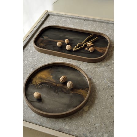 Plateau Organic verre marron / 42 x 24 cm - peint main - Ethnicraft