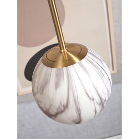 Suspension Carrara verre blanc or / Ø 22 cm - Verre effet marbre / Seconde vie - It's about Romi