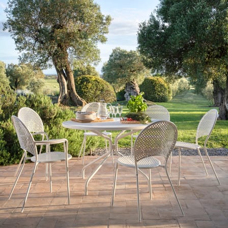 Table ronde Cambi métal vert / Ø 120 cm - Trou pour parasol - Emu