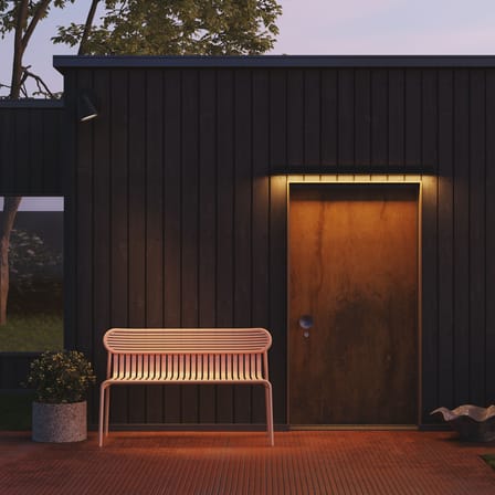 Banc avec dossier Week-end métal orange / Aluminium - L 121 cm - Petite Friture