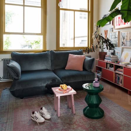 Canapé droit Sumo Medium marron / 3 places - L 210 cm / Velours recyclé - Fatboy