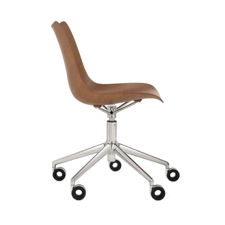 Chaise à roulettes P/Wood bois naturel / Hauteur réglable - Kartell