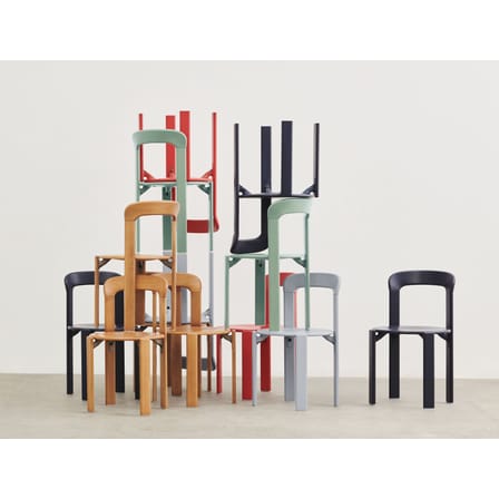 Chaise empilable Rey bois bleu / By Bruno Rey x Dietiker, 1971 - Hay