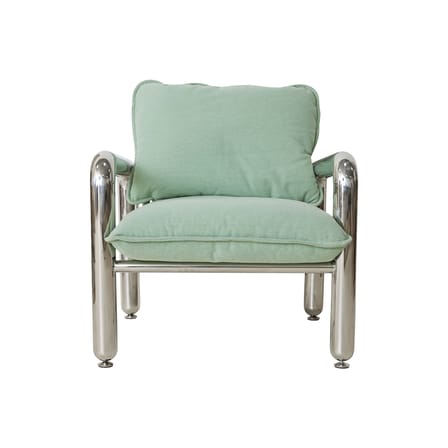 Fauteuil rembourré Chrome tissu vert - HK LIVING