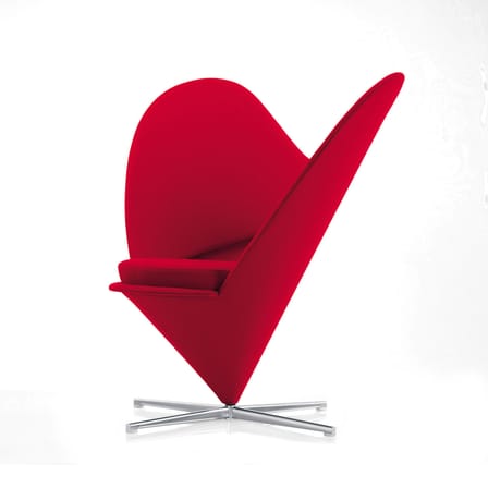 Fauteuil pivotant Heart Cone Chair tissu rouge / By Verner Panton, 1959 - Vitra