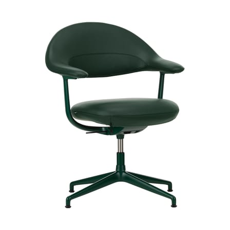 Fauteuil pivotant Mynt Soft cuir vert / Assise & dossier rembourrés - Vitra