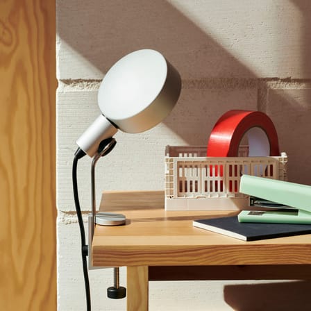 Lampe de bureau Cupola Clip métal argent / Base étau - Orientable - Hay