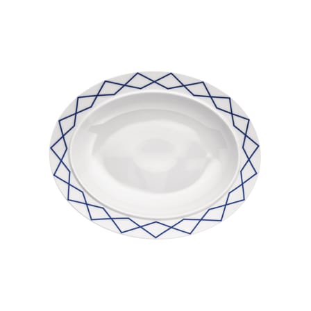 Plat de service La Bella Tavola céramique bleu / 38 x 30 cm - Ettore Sottsass - Alessi