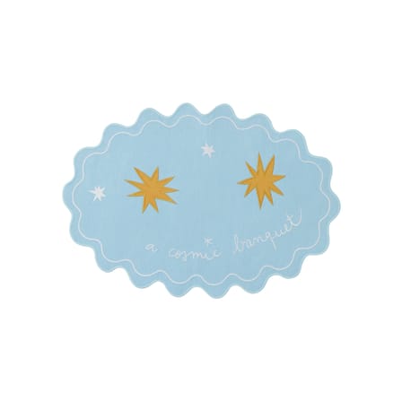 Set de table A Cosmic Banquet tissu bleu / 48 x 35 cm - Brodé - Bitossi Home