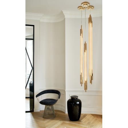 Suspension ORG Vertical Large verre blanc / LED -H 200 cm - DCW éditions