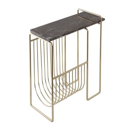 Table d'appoint Sino marbre marron or / Porte revues - Marbre / 45 x 21 x H 51 cm - AYTM