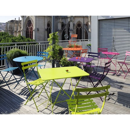 Table pliante Bistro métal bleu / Ø 77cm - Trou pour parasol - Fermob