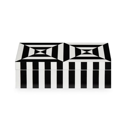 Boîte Op Art Small bois blanc noir / Laque - 20 x 10 cm - Jonathan Adler