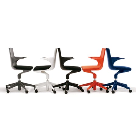 Fauteuil à roulettes Spoon Chair plastique blanc / Rembourré - Kartell