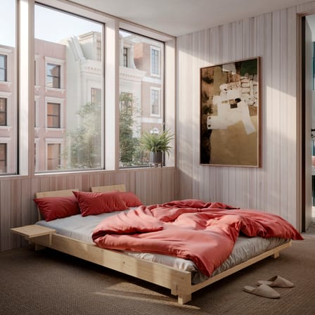 Lit double Social / Pour matelas 140 x 200 cm - Dossiers & chevets intégrés - KARUP DESIGN