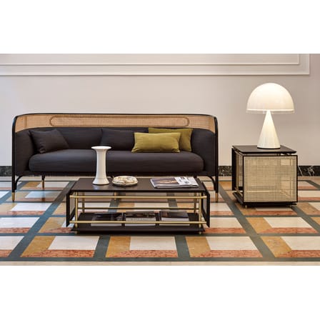 Tavolino Wiener Box fibre legno nero oro beige / 107 x 50 cm x H 33 cm - Canna di paglia - Wiener GTV Design