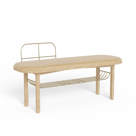 Banc rembourré Eustache tissu bois beige / L 120 cm - Velours - Hartô