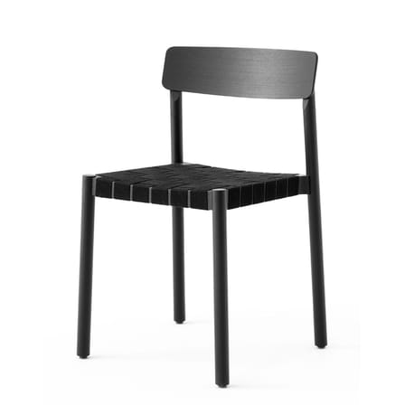 Chaise empilable Betty TK1 tissu bois noir / Sangles en lin - &tradition
