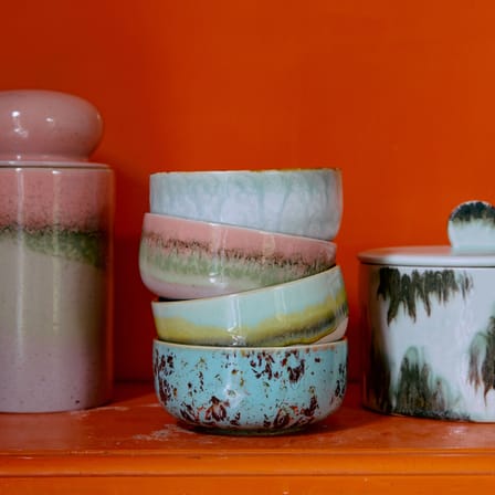 Coupelle 70s ceramics céramique multicolore / Set de 4 - Ø 12,5 x H 6 cm / 40 cl - HK LIVING