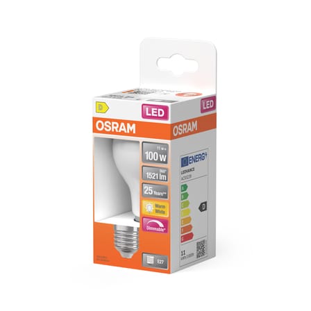 Lampadina LED E27 dimmable Classique A60 vetro bianco Frosted / 11W (= 100W) - Bianco caldo - Osram