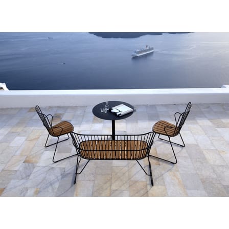 Paon Bench metal black natural wood / L 116 cm - Metal & bamboo - Houe