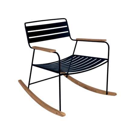 Rocking chair Surprising métal bleu / teck - Fermob