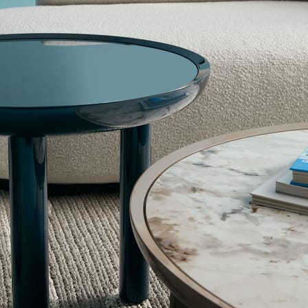 Table basse K-TOP  / Ø 105 x H 35 cm - Plateau grès effet marbre - Kartell