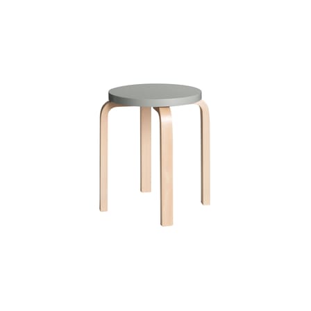 Tabouret empilable E 60 bois gris / Alvar Aalto, 1933 - 4 pieds - ARTEK
