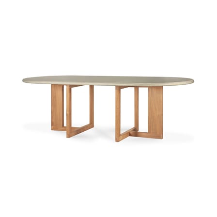 Tavolo ovale Trestle pietra grigio / 240 x 110 cm - Calcestruzzo e teak riciclato - Ethnicraft
