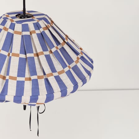 Abat-jour Yumi tissu bleu / Ø 50 x H 30 cm - Lin - NOBODINOZ