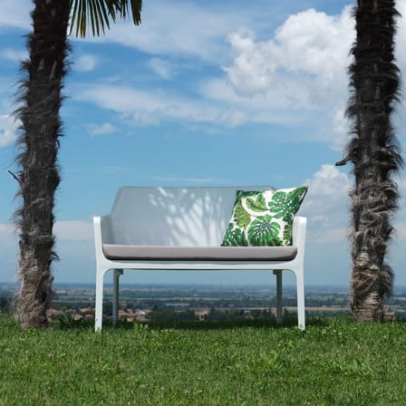 Banc avec dossier Net blanc / Empilable - L 116 cm - NARDI